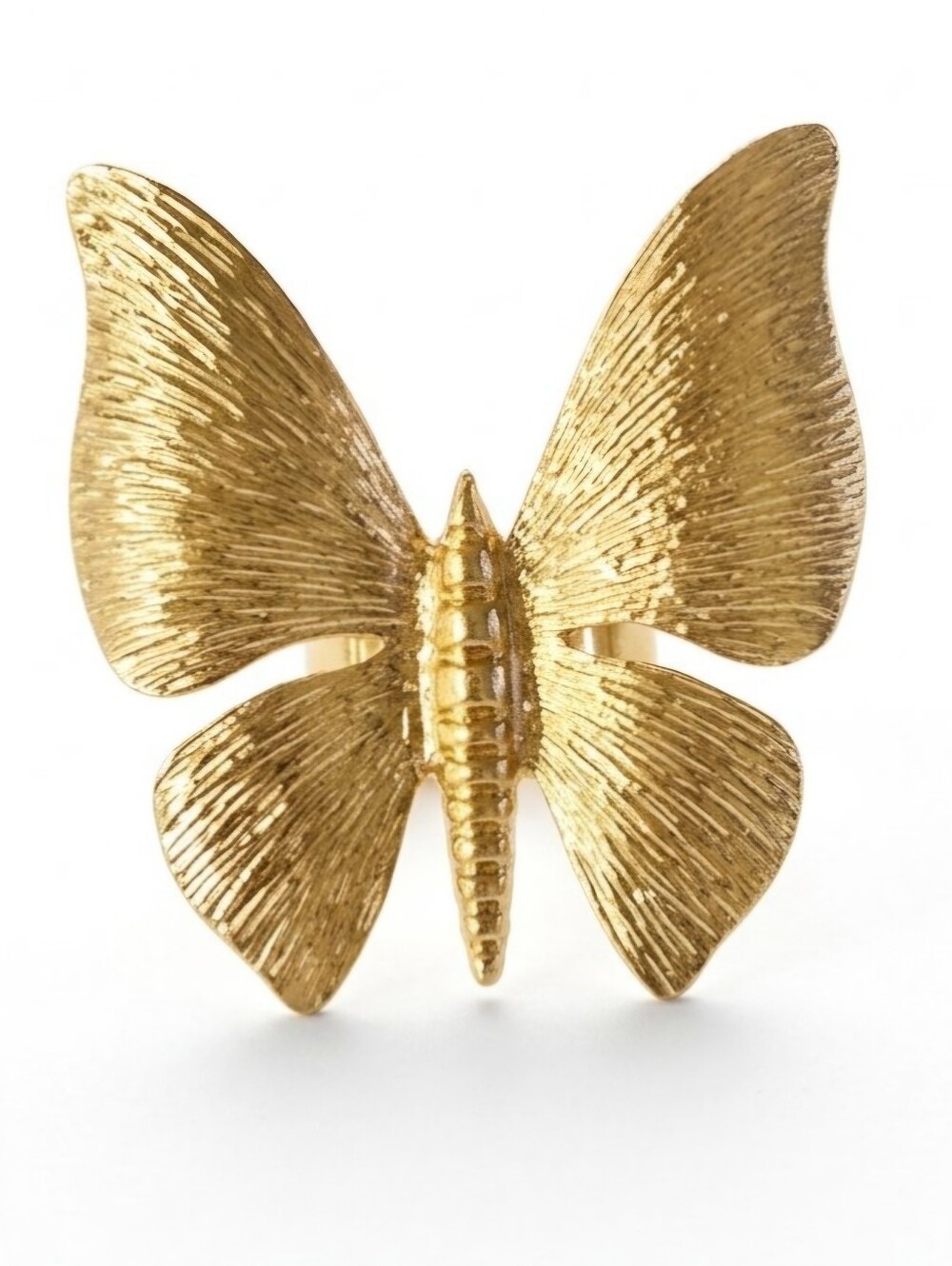 BUTTERFLY LOVERS VERMEIL GOLD TEXTURED WINGS POLISHED 1 SIZE RING